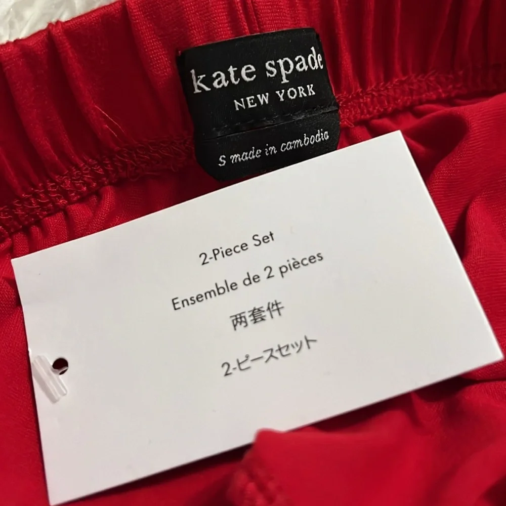 KATE SPADE Red Elasticized Waist Wide Straight Leg Pants NWT